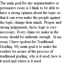 Revision goals Argumentative essay