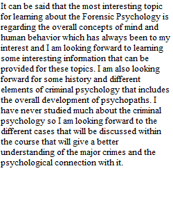 Week 1 discussion Introduction to Forensic Psychology