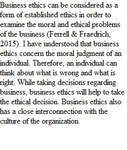 Reflective Paper Business ethics