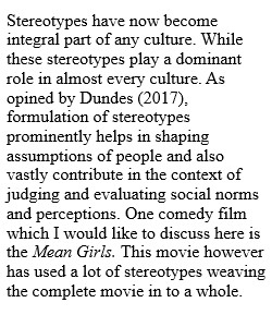 Stereotypes are woven into numerous parts of our cultural history. Give an example of a stereotype you have observed in a comedy film, cartoon or television show. What theory or theories of humor are seen in the example