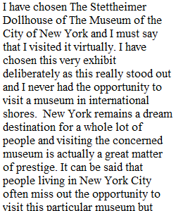 BLOG ENTRY 02: EXPERIENCING THE MUSEUM OF THE CITY OF New York