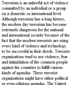 Research Paper History of Terrorism Assignment