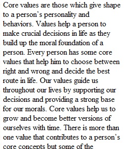 Core Values Essay