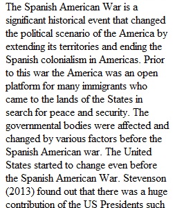 SHORT PAPER: GOVERNMENT RELATIONS PRE-SPANISH AMERICAN WAR ASSIGNMENT